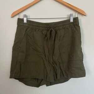 Olive Green Women's linen Shorts